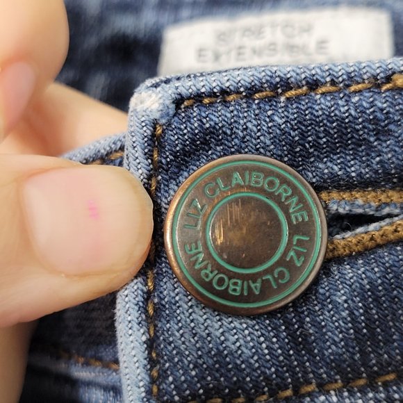 Liz Claiborne Denim Blue Jeans Stretch Straight Leg Classic Casual Womens 8 - Picture 6 of 14